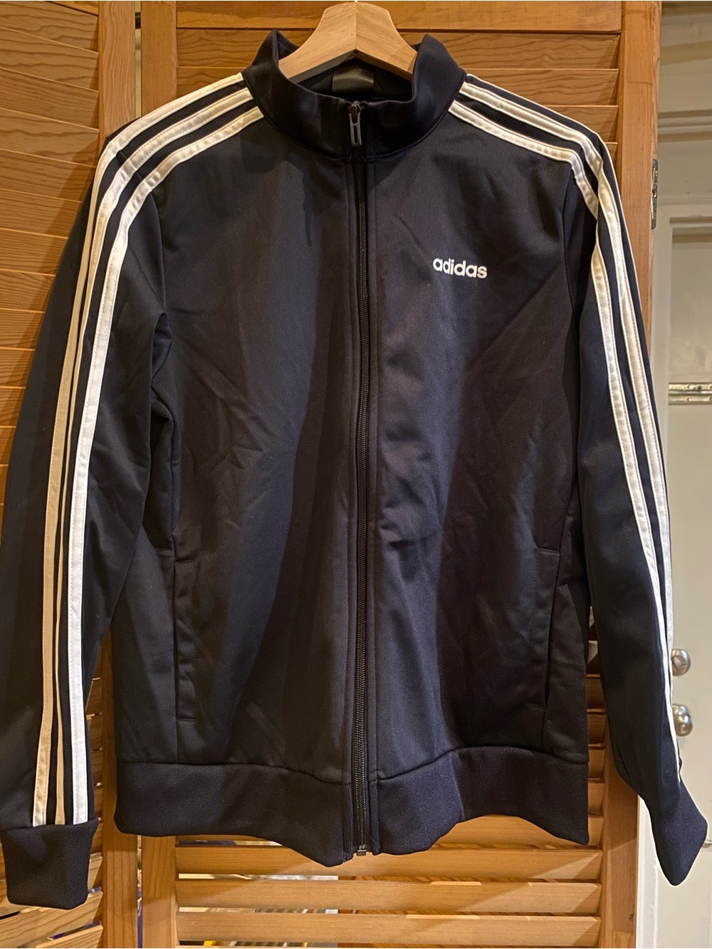 adidas Navy Windbreaker Jacket with White Three-Stripes